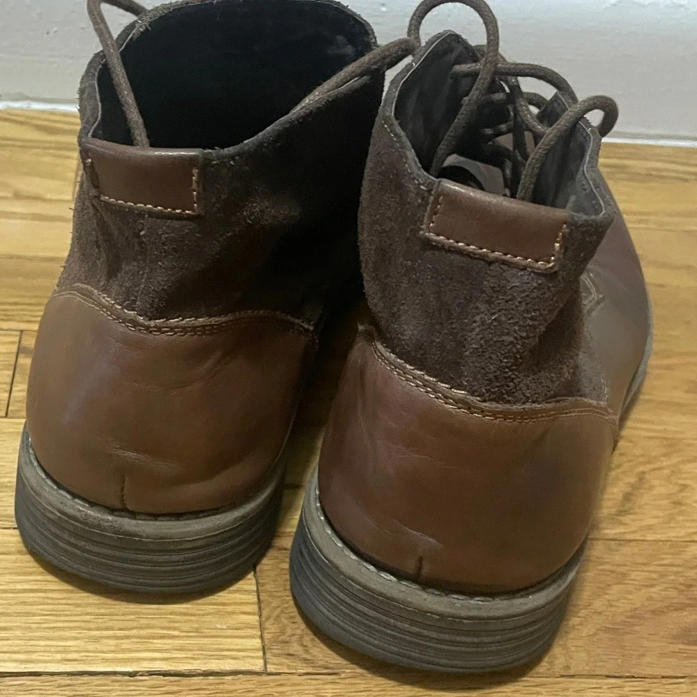 Steve Madden Garisonn Men's 12M Dark Brown Leather Suede‎ Lace Up Chukka Boots